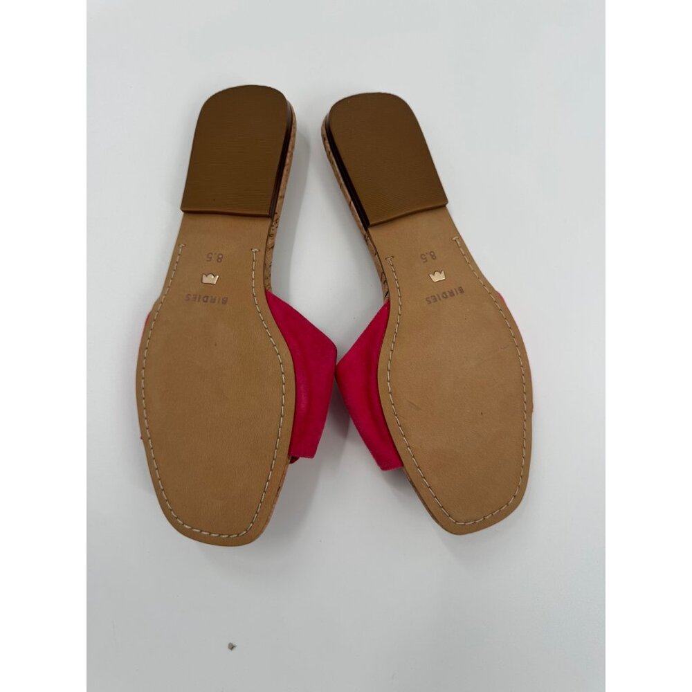 Birdies The Kiwi Ultra Pink Suede & Cork Slide Sandals With Large Buckle Size 8. - Picture 4 of 7